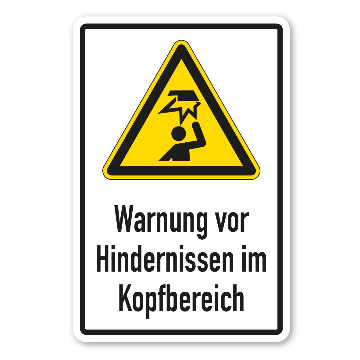 Warnschild Warnung vor Hindernissen im Kopfbereich - Kombi - ISO 7010 - W0020-K