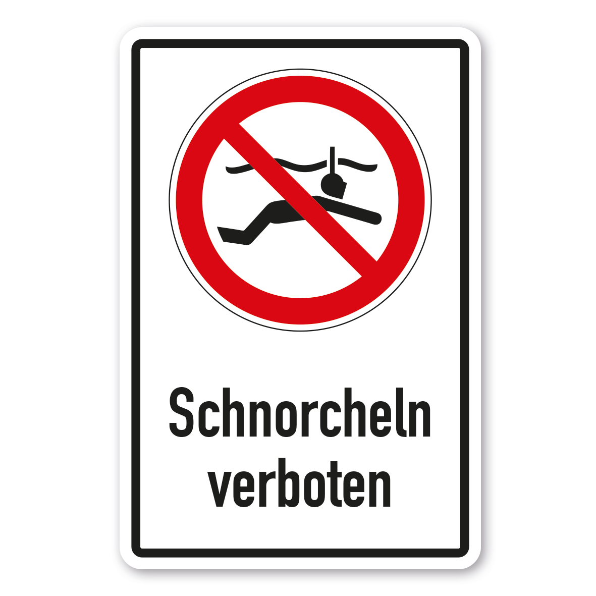 Verbotsschild Schnorcheln verboten - Kombi – ISO 20712-1-WSP-003-K