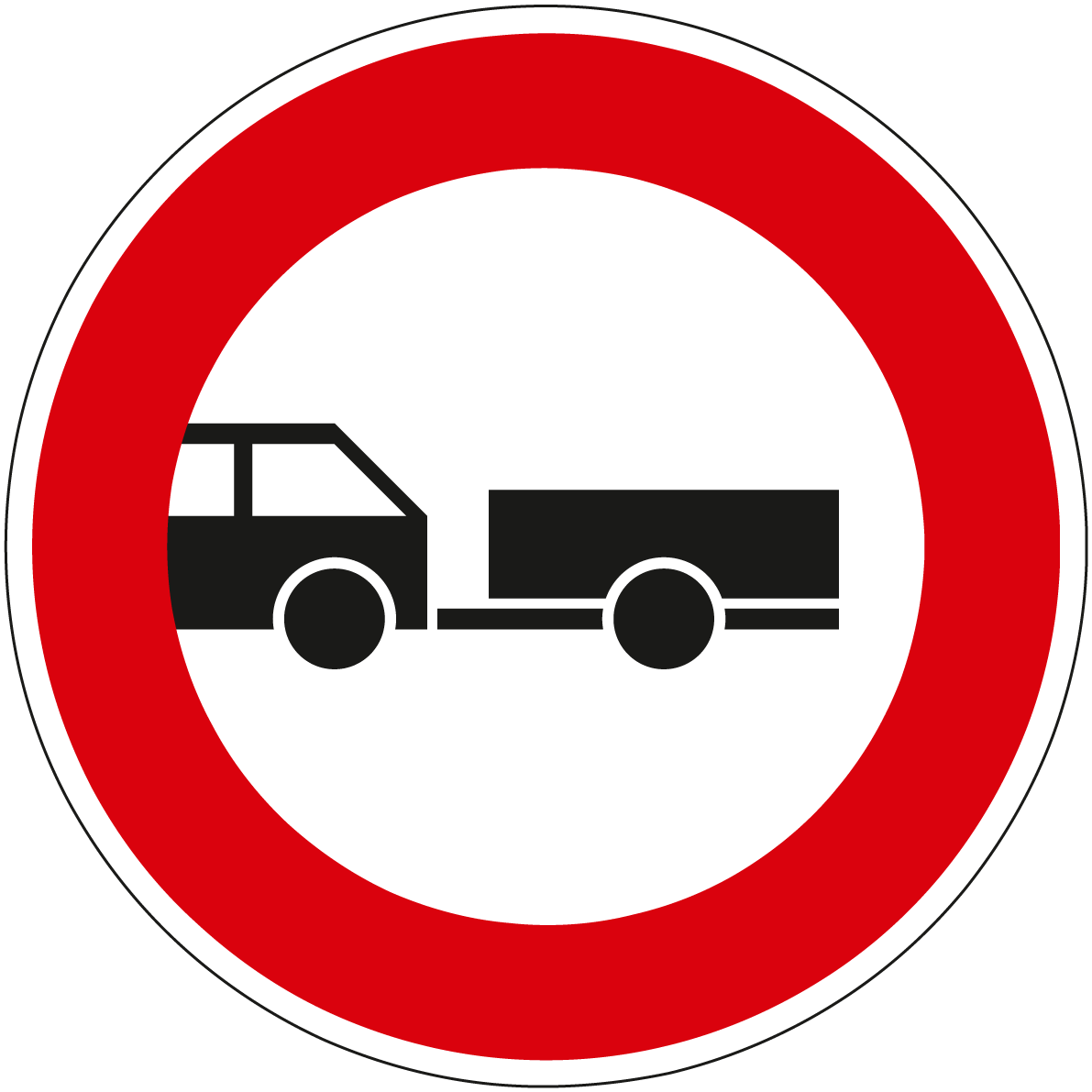Verkehrsschild Verbot für Fahrzeuge mit Anhänger