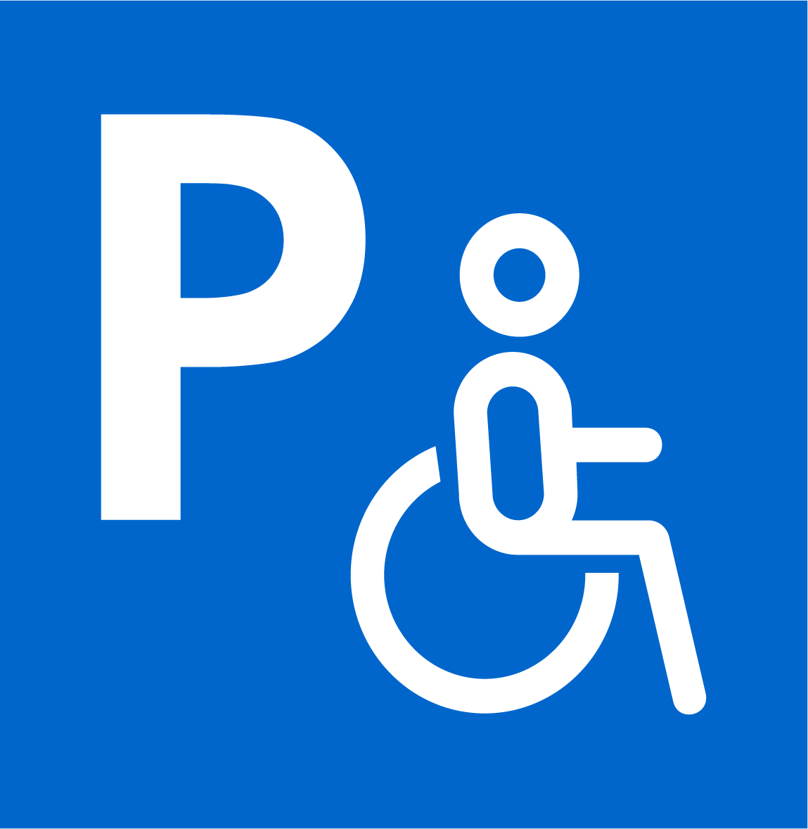 Sonderparkplätze - weißes Motiv auf blauem Grund - 400 x 410 mm