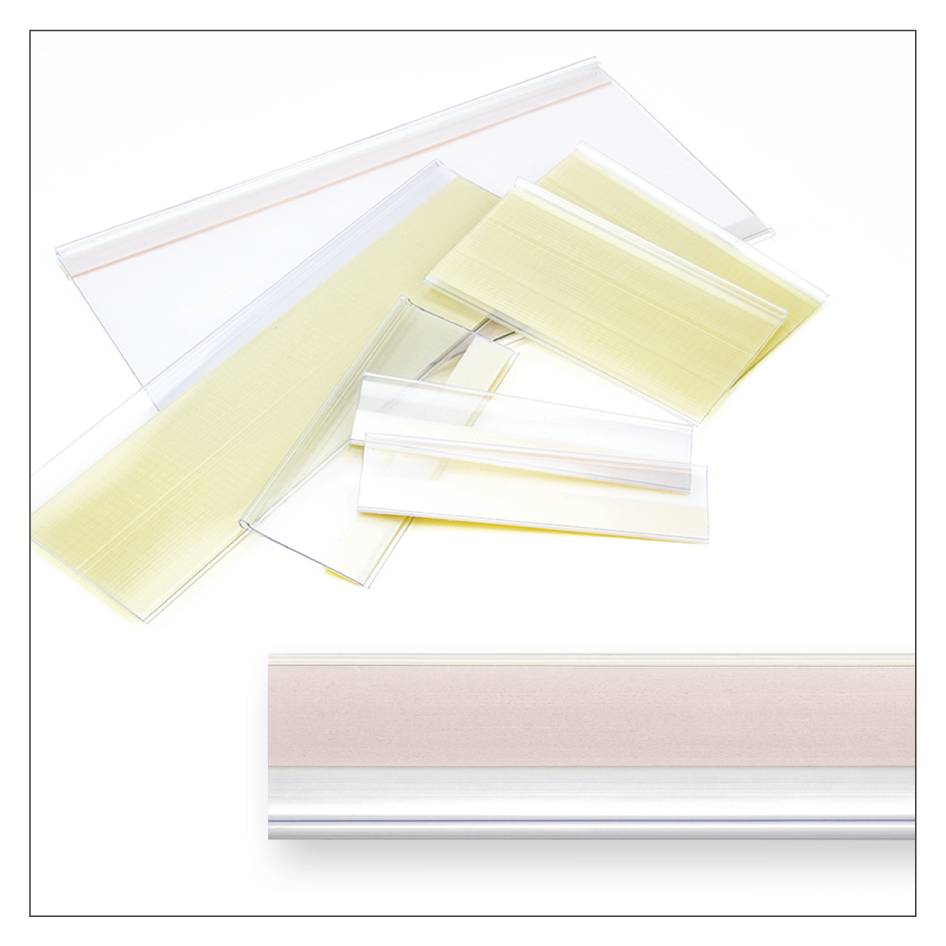 Etikettenhalter 940 x 21 mm, selbstklebend, transparent - 75 Stück