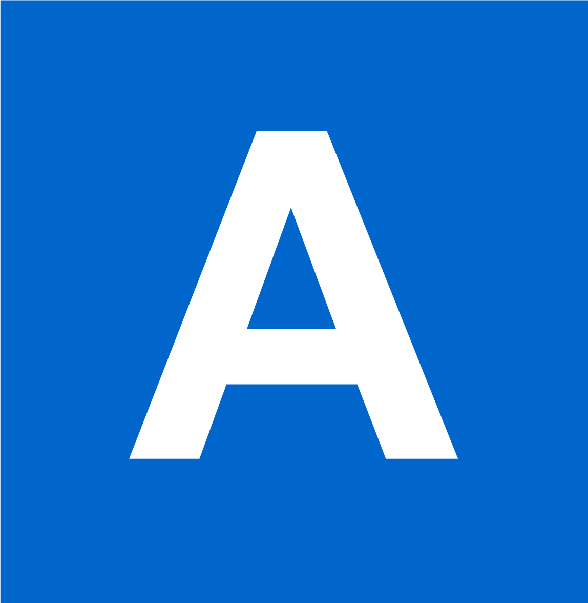 Weiße Buchstaben auf blauem Grund A - F - 400 x 410 mm