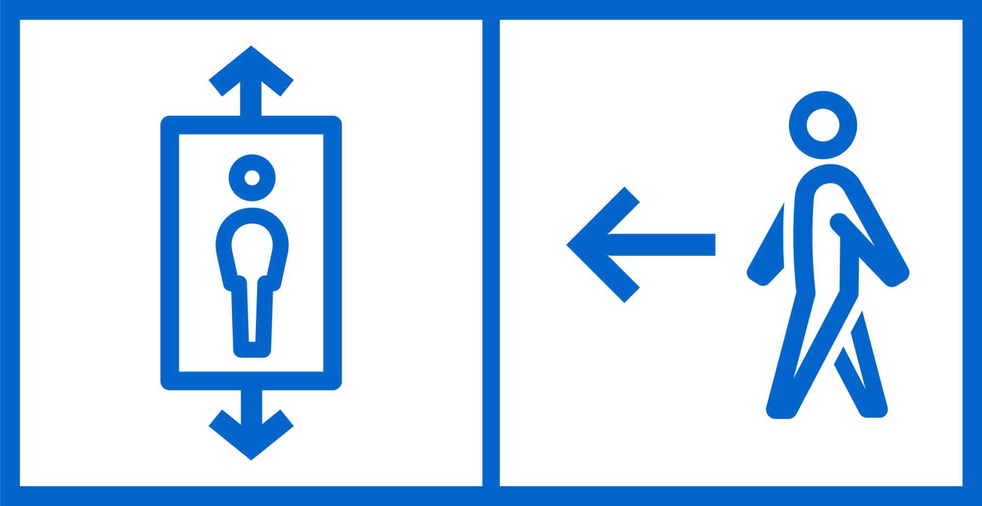 Informationsschilder für Fußgänger - blaues Motiv auf weißem Grund - 800 x 410 mm