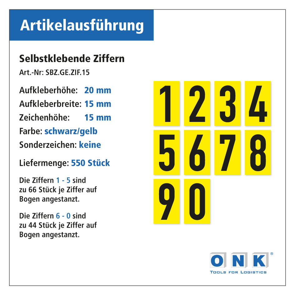 Selbstklebende Ziffern / Buchstaben