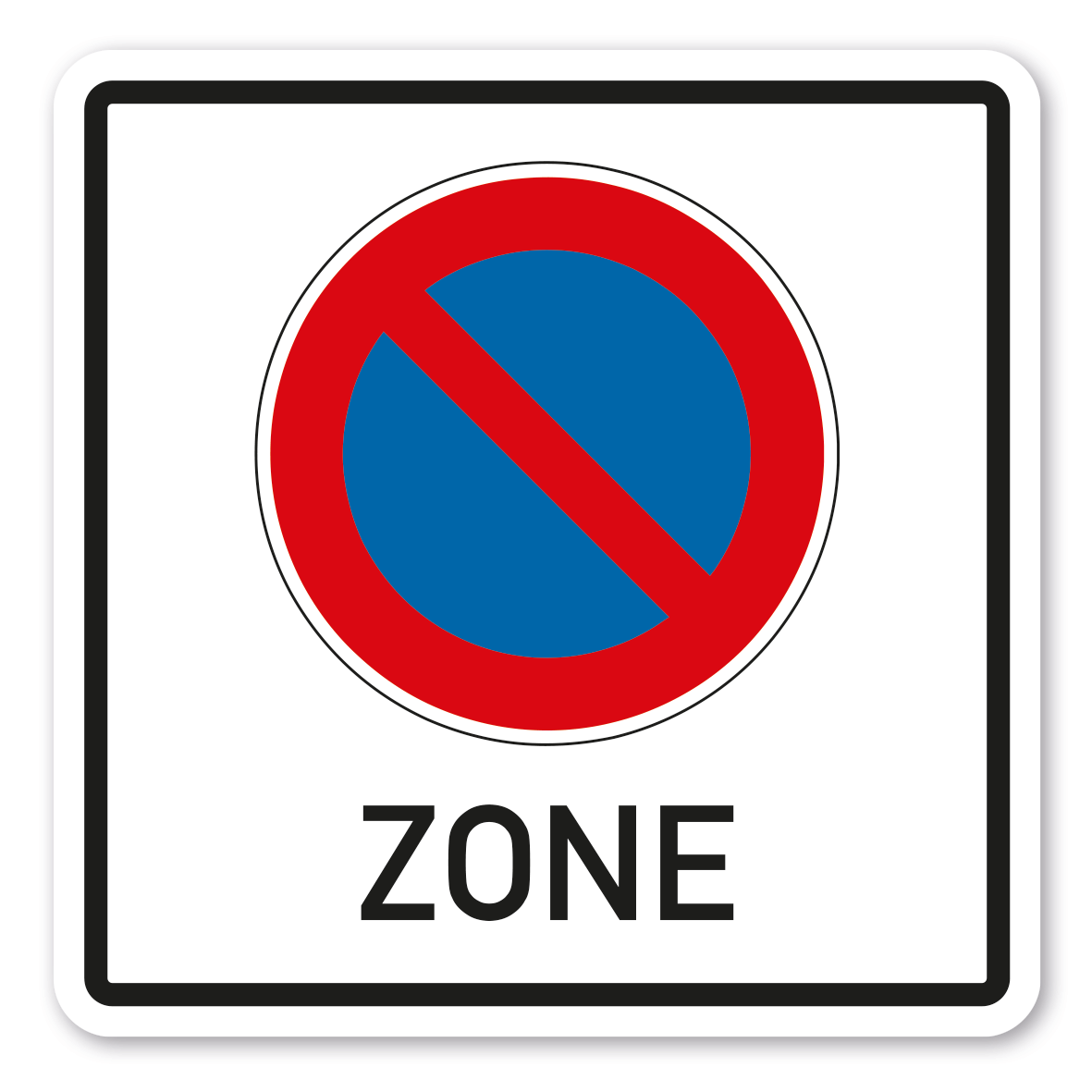 Parkplatzschild Zone Eingeschränktes Halteverbot - quadratisch - Verkehrsschild